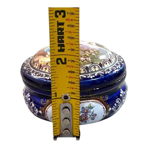 Antique French Hand-Painted Courting Couple Gold Gilt Trinket Box Floral READ - Picture 4 of 10